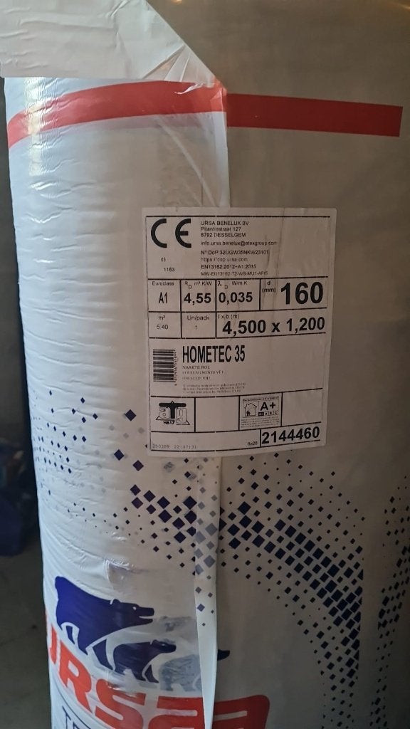 Ursa Hometec  35 160mm Isolatierollen, Doe-het-zelf en Bouw, 12 cm of meer, Nieuw, 15 m² of meer, Glaswol