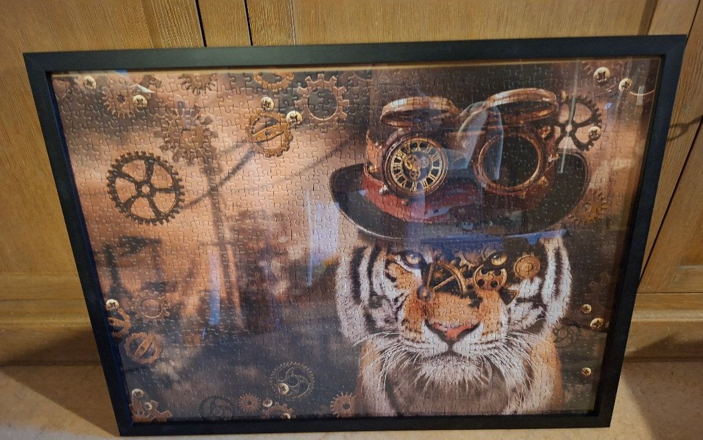 TIJGER: ingekaderde puzzel, mooi afgewerkt, Ophalen, 50 – 75, Gebruikt, Overige typen