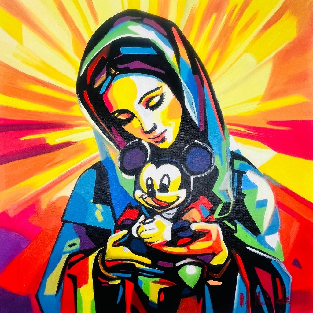 Dr. Hide - Jésus Souris, Textile, Enlèvement ou Envoi, Peinture acrylique, Peint à la main