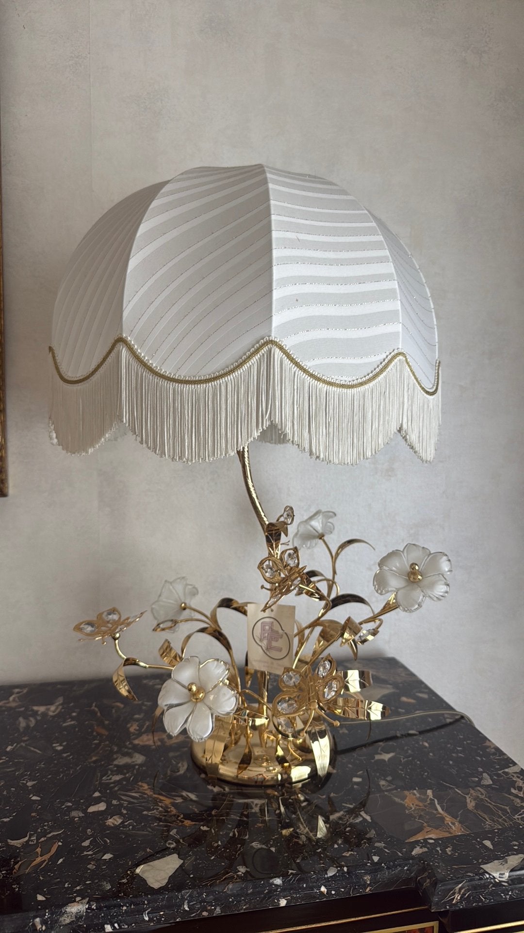 Superbe lampe en or 24 carats/Swarovski, Doré, Enlèvement, Comme neuf