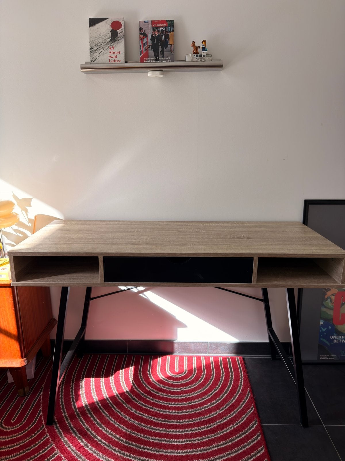 JYSK ABBETVED bureau – licht eiken/zwart – 120  48 cm, Comme neuf, Moderne, Noir, Jysk