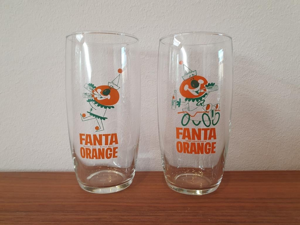 2x vintage Fanta glazen, Verzamelen, Ophalen of Verzenden