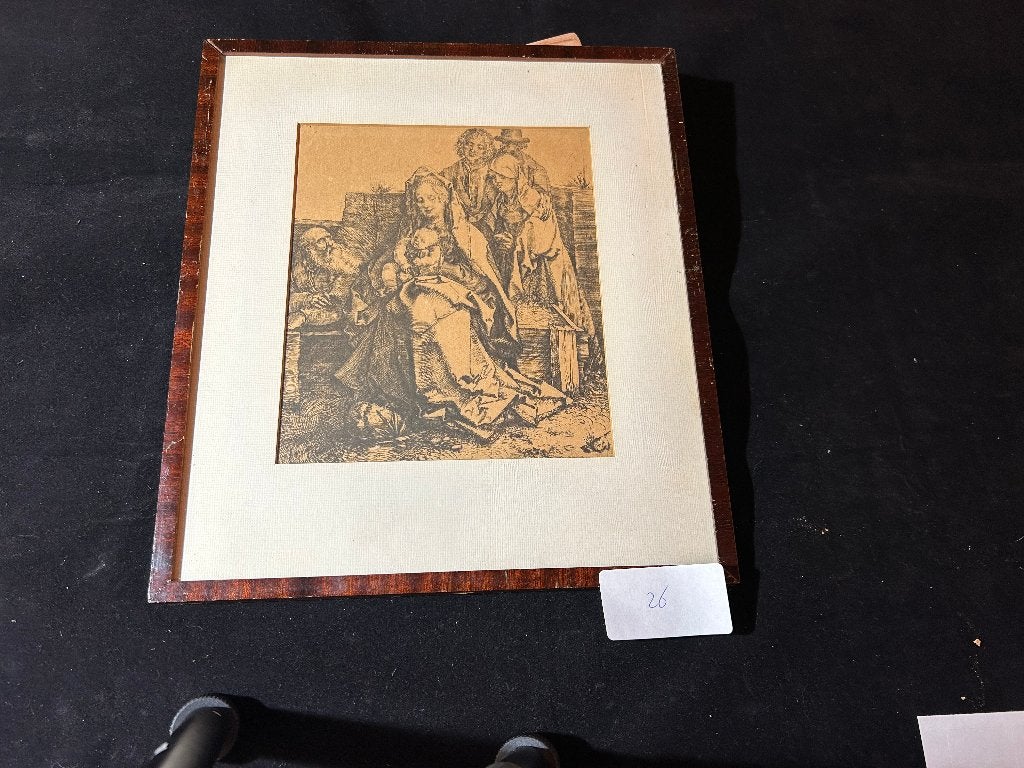Antieke Kopergravure Die heilige Familie, Ophalen, 1800 - 1899, Religie, Gravure