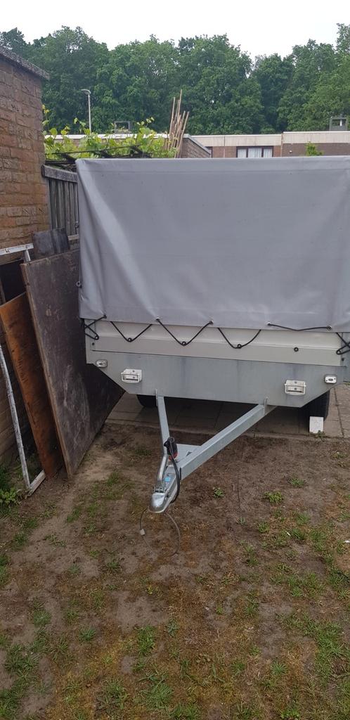 Aanhangwagen Dubbel as ongeremd 750 kg aluminiu met huif, Auto diversen, Ophalen, Zo goed als nieuw