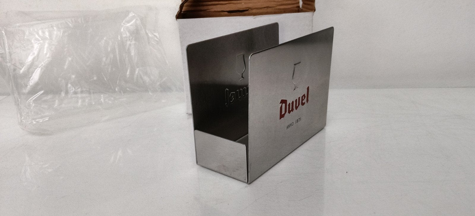 Duvel bierkaarthouder in metaal. Voor bierviltjes. Nieuw., Ophalen of Verzenden, Nieuw, Duvel
