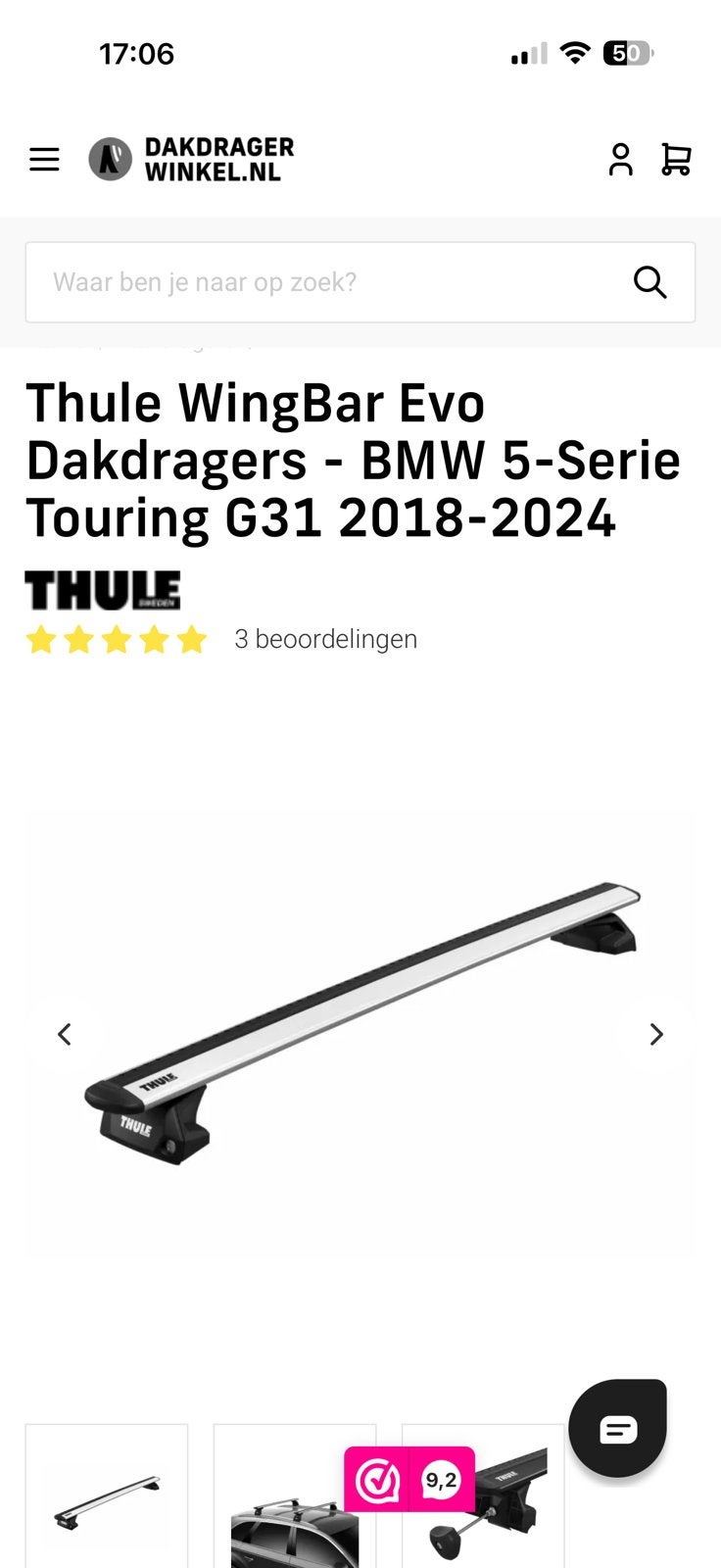 Thule WingBar Evo Dakdragers BMW5-Serie TouringG31 2018-2024, Autos : Divers, Porte-bagages, Enlèvement, Comme neuf