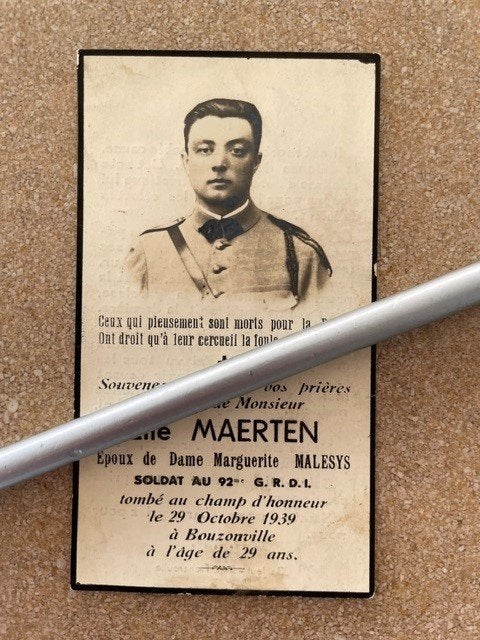Guerre40-45 Soldat au 92ème GRID Gode (Boeschepe) FR +10/39, Enlèvement ou Envoi, Image pieuse