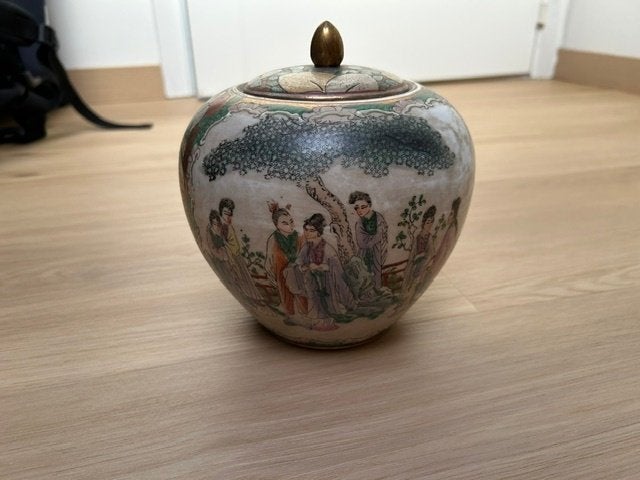 Chinese porseleinen gemberpot met deksel, handgeschilderd, Antiek en Kunst, Ophalen of Verzenden