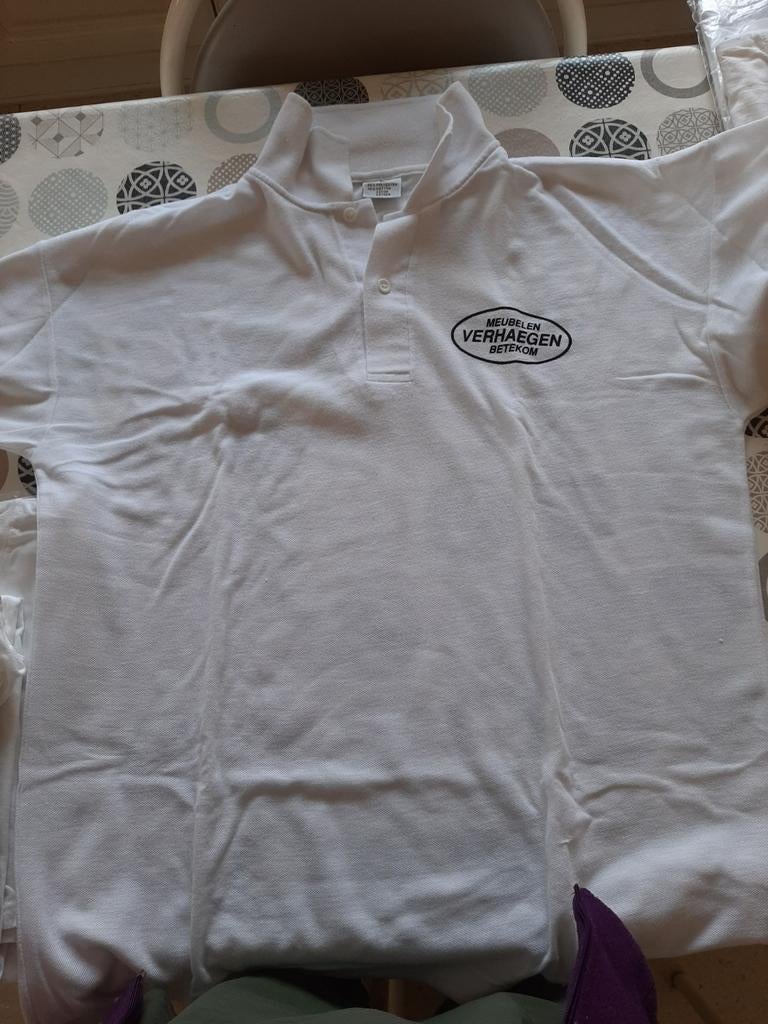 Witte polo L – Meubelen Verhaegen Betekom logo, Ophalen of Verzenden, Maat 52/54 (L), Wit
