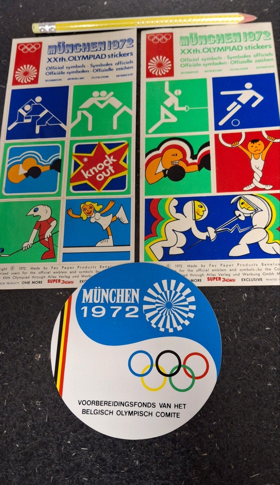 lot stickers Olympische Spelen München 1972, Ophalen of Verzenden, Zo goed als nieuw, Bedrijf of Vereniging