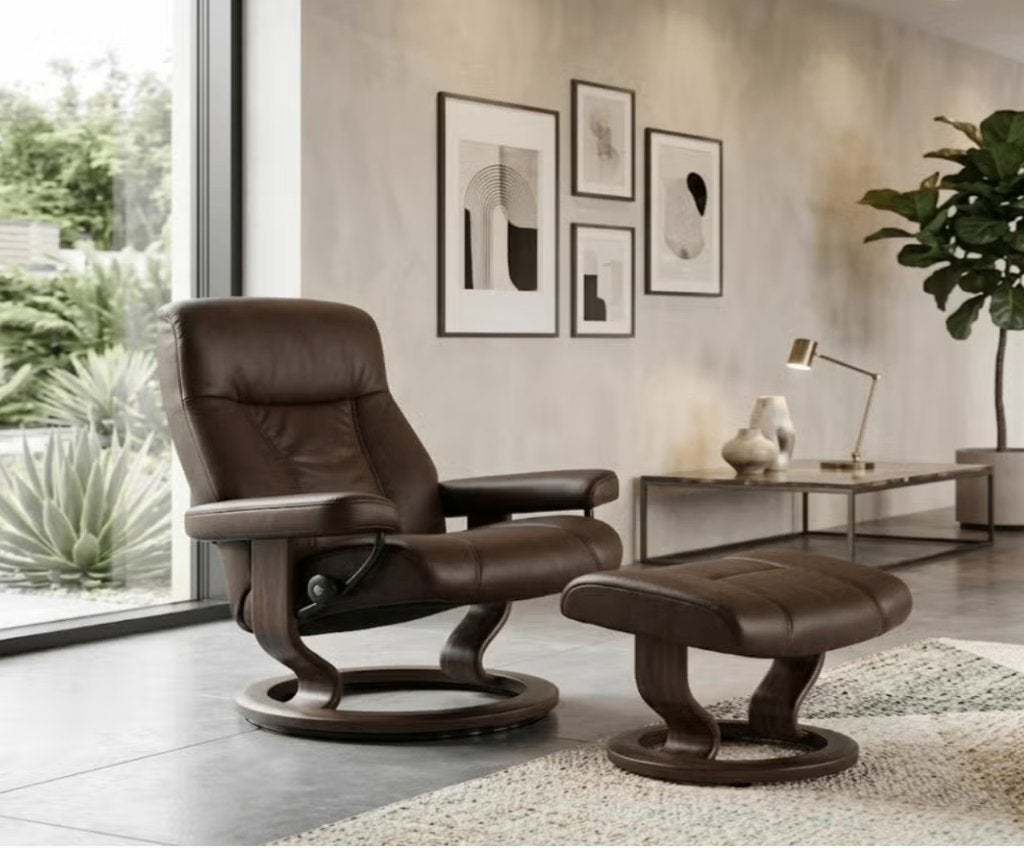 stressless relax met voetbankje, Ophalen, Gebruikt, Hout