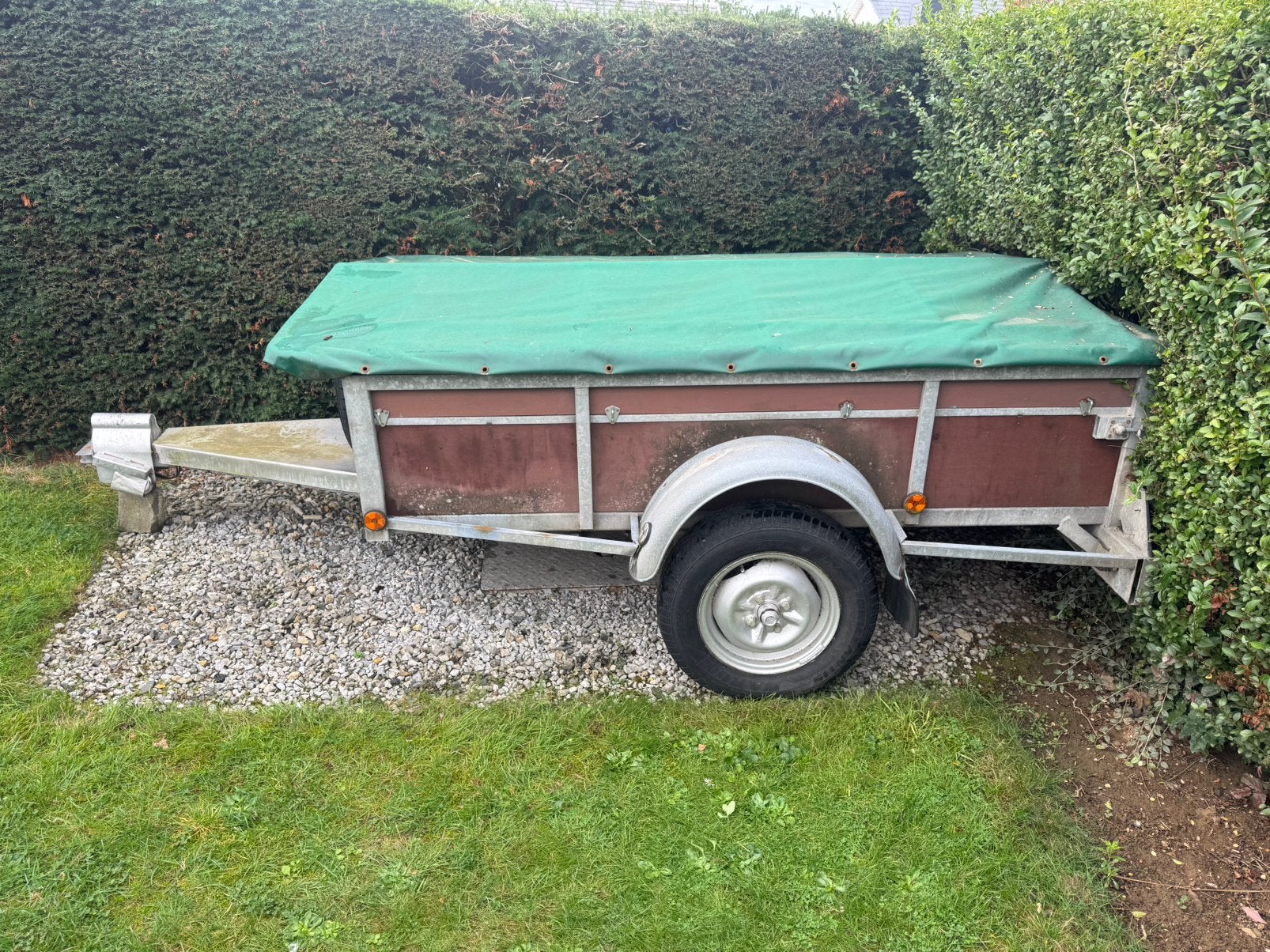 Remorque simple essieu 500 kg Bâche, roue jockey et secours, Enlèvement, Utilisé