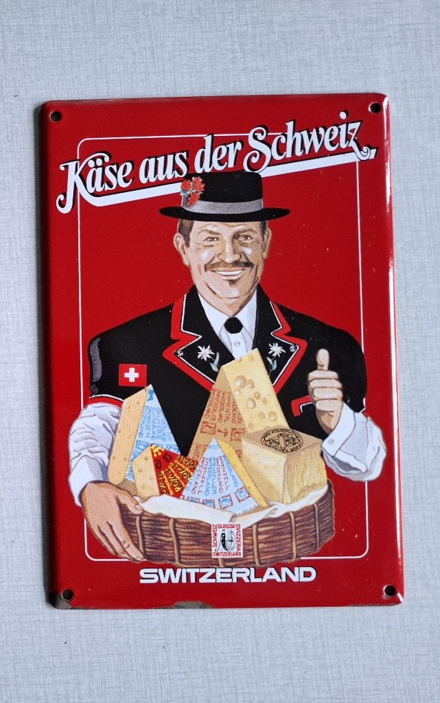 Kase aus der Schweiz / emaillebord, Ophalen of Verzenden, Zo goed als nieuw, Reclamebord