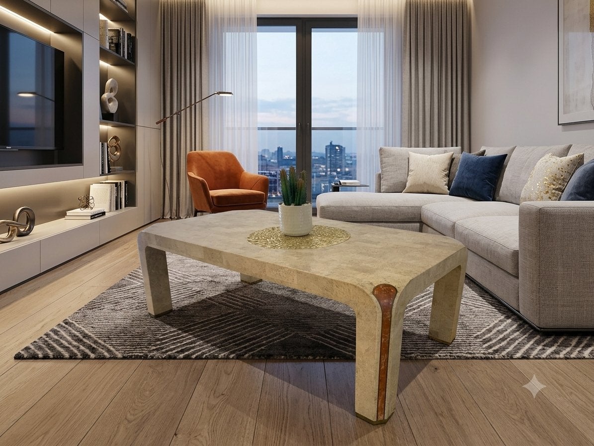 Table basse design pour moderne – Excellent état, Enlèvement, Comme neuf, Beige