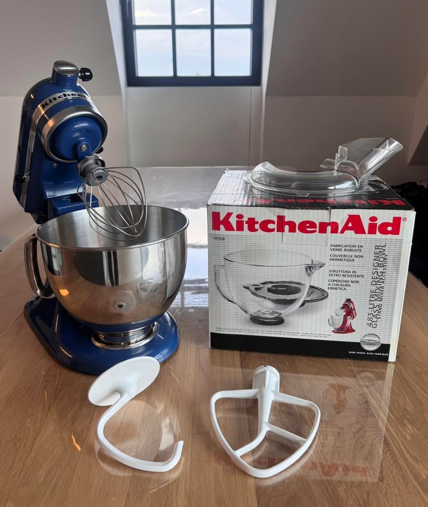 Kitchenaid Artisan Keukenrobot + Extra glazen mengkom, 4 liter of meer, Ophalen, Gebruikt, 3 snelheden of meer