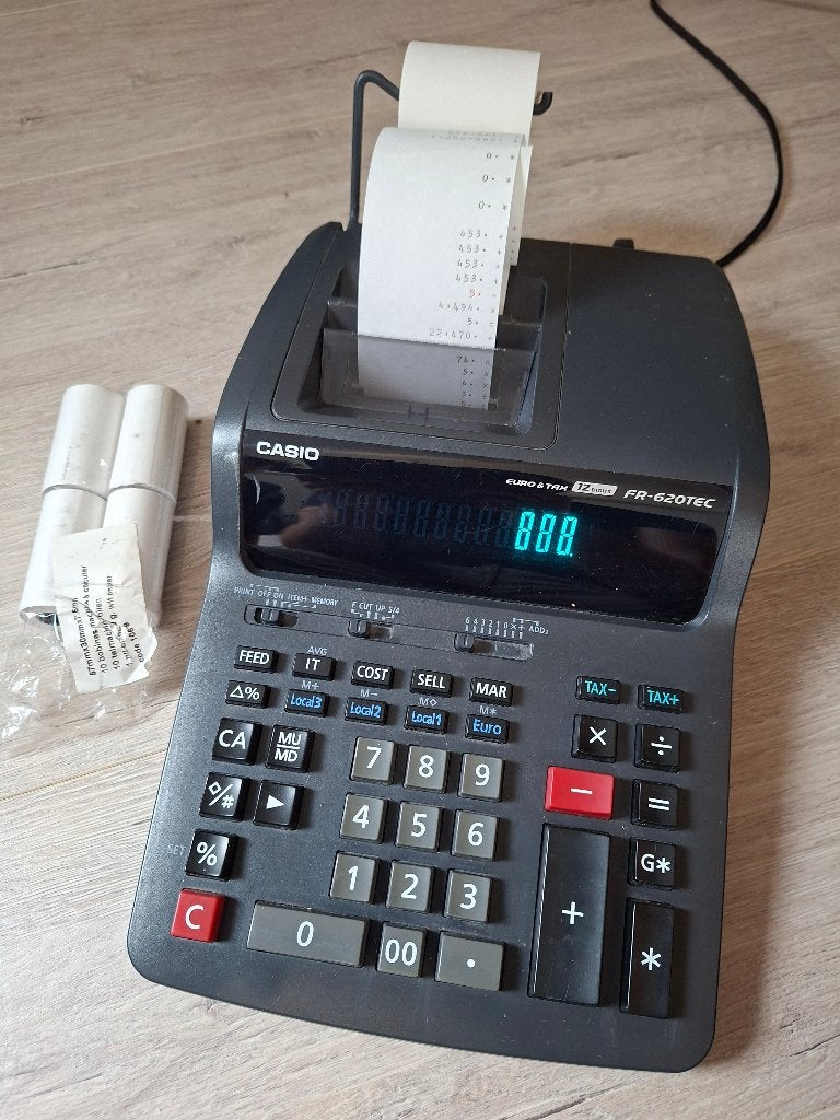 Rekenmachine kassa CASIO met printer & telrolletjes, Ophalen, Zo goed als nieuw
