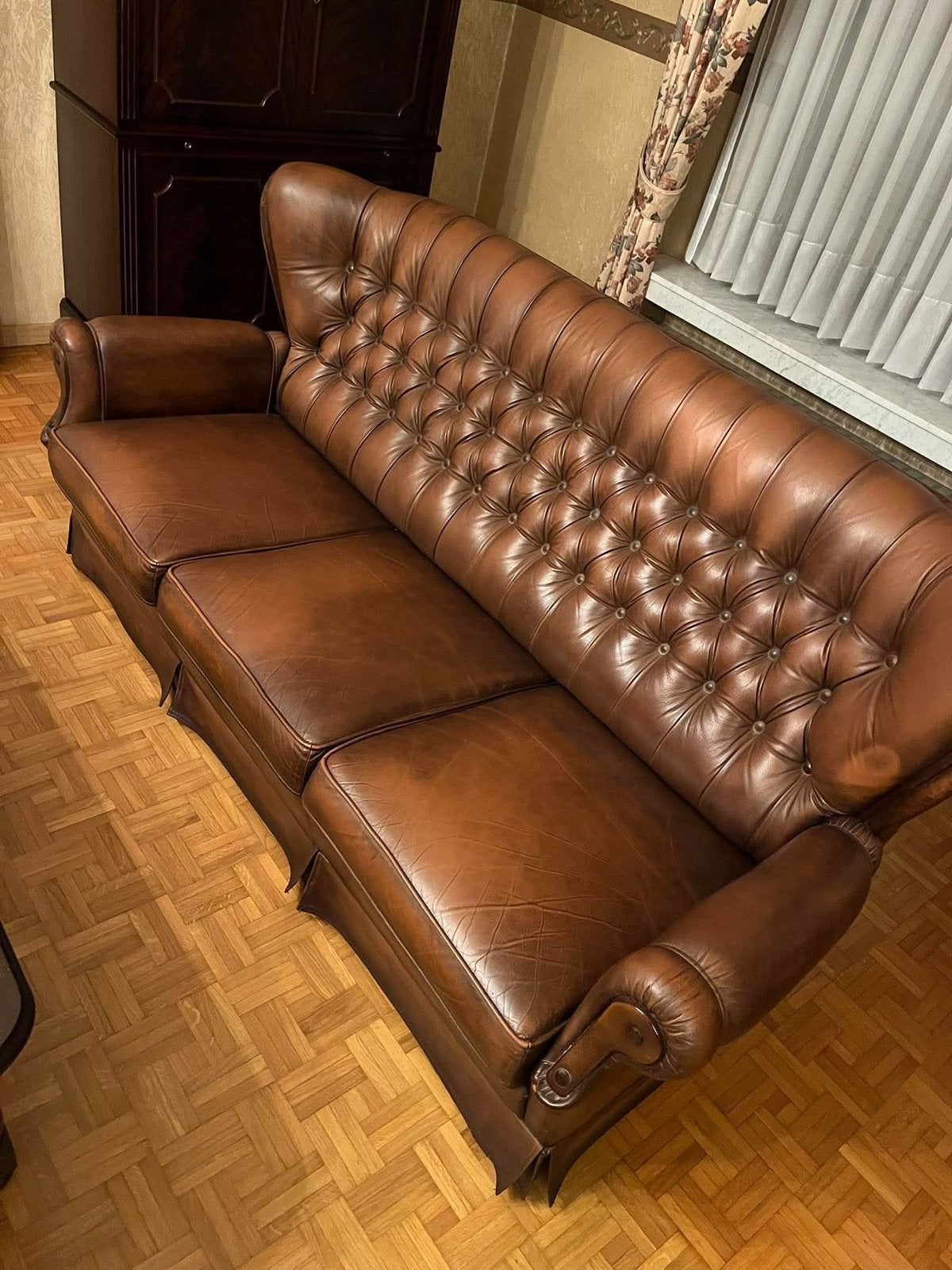 Salonset, 3-zits sofa+fauteuil, klassieke Engelse stijl, Huis en Inrichting, Ophalen, Gebruikt
