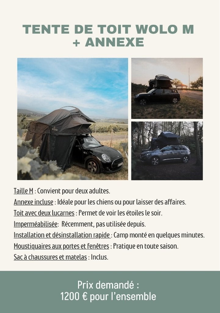 Tente de toit WOLO, Caravanes & Camping, Tentes, Enlèvement, Comme neuf, Jusqu'à 4