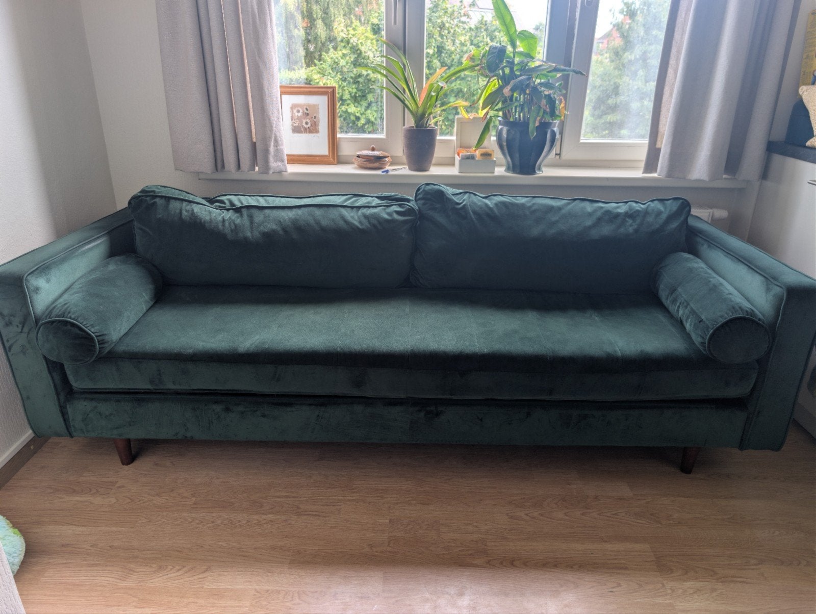 groene zetel, Huis en Inrichting, Ophalen, 75 tot 100 cm, Zo goed als nieuw, Rechte bank