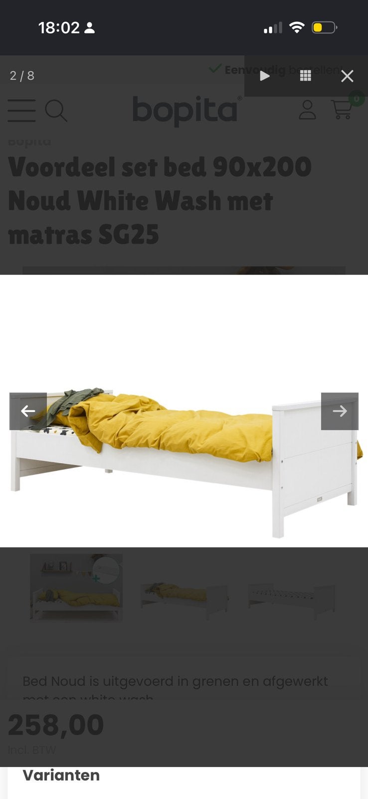 Bed zonder matras te koop, Ophalen, 85 tot 100 cm, Gebruikt, Matras