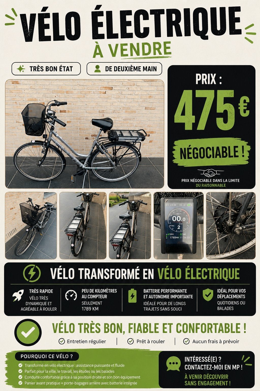 Vélo électrique taille adulte, 59 cm ou plus, Enlèvement, Utilisé, 50 km par batterie ou plus
