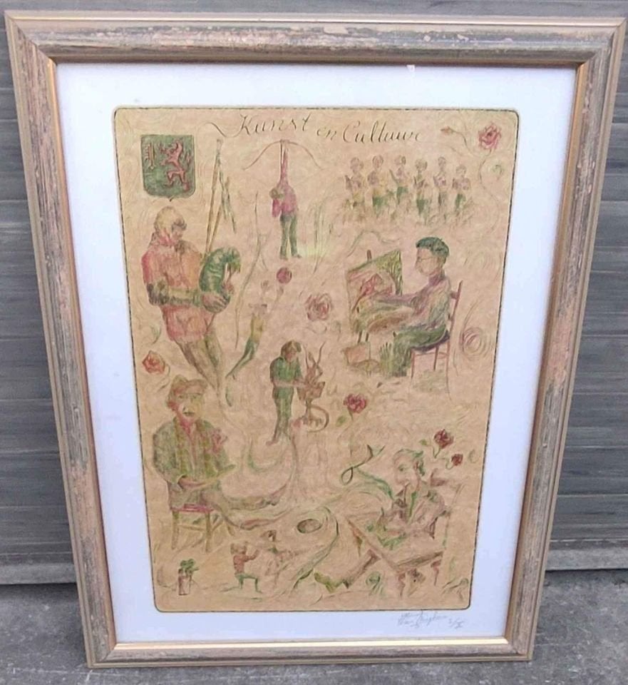 Lithographie signe Jan van mieghem, Antiek en Kunst, Ophalen of Verzenden, Lithografie
