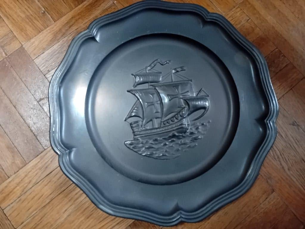 Assiette decorative bateau étain, Enlèvement ou Envoi