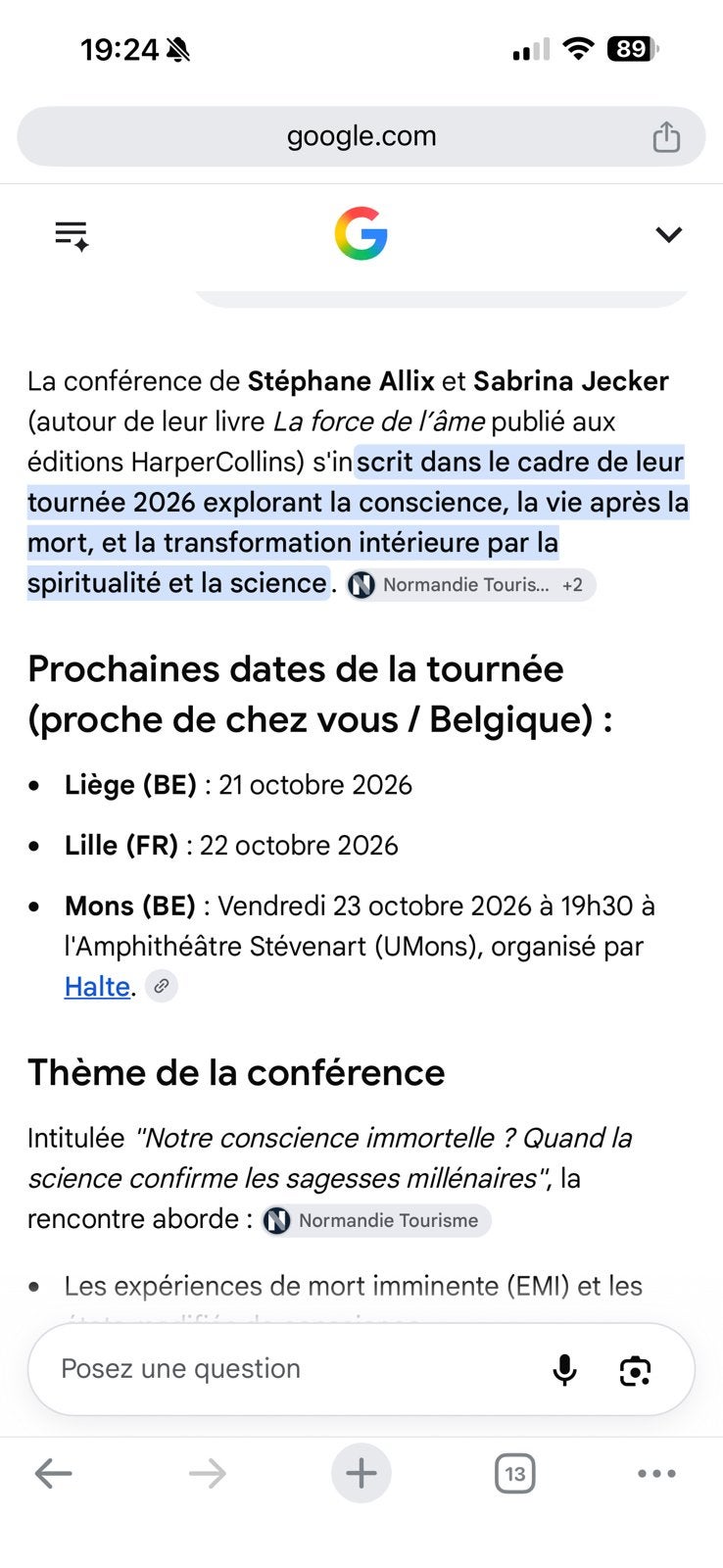 Conférence Stephane Alix et Sabrina Jecker, Tickets & Billets, Deux personnes