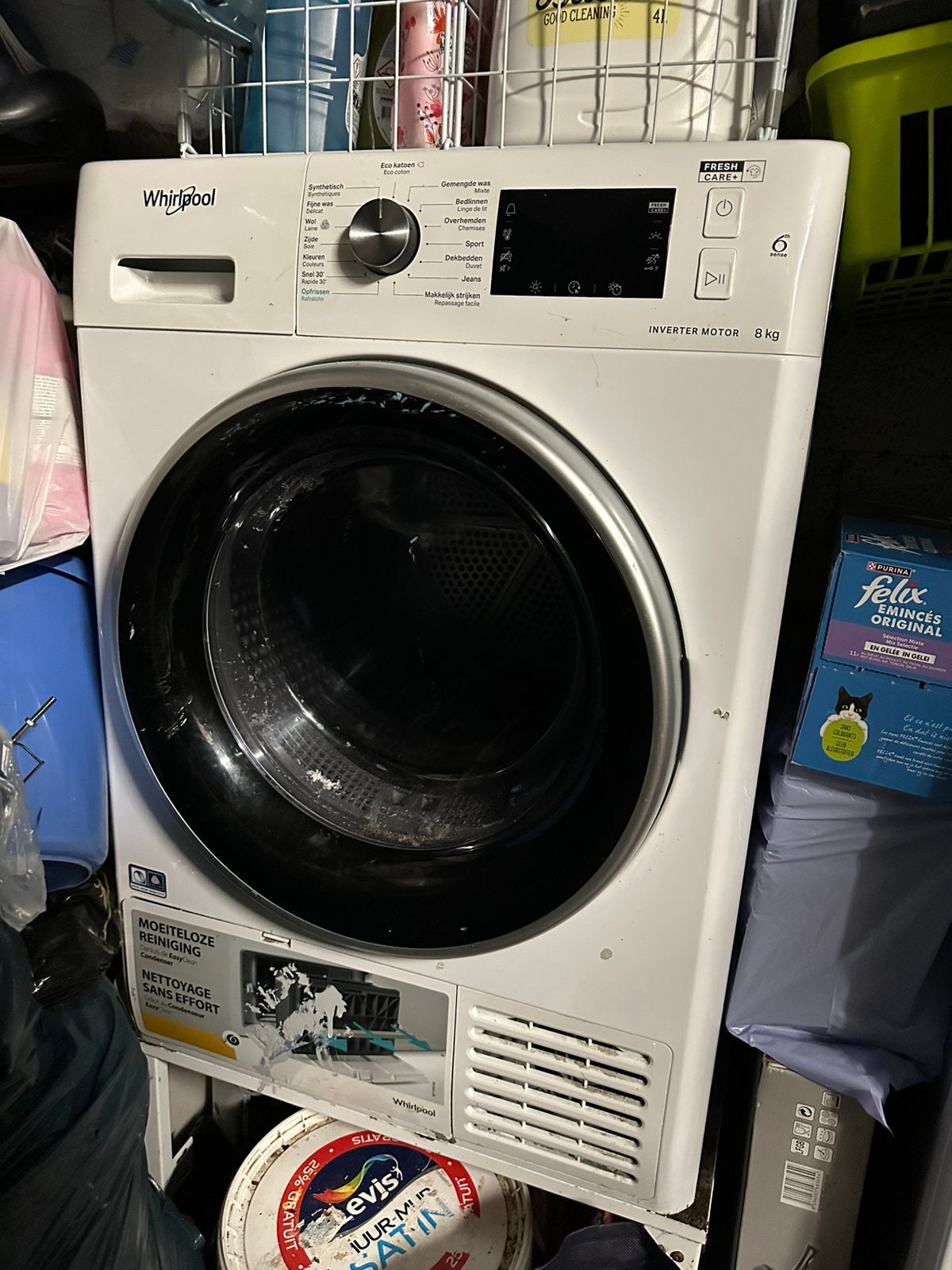 Whirlpool droogkast 8 kg – 6th Sense – voor herstelling, Elektronische apparatuur, Was-droogcombinaties, 6 tot 8 kg, Ophalen, Gebruikt