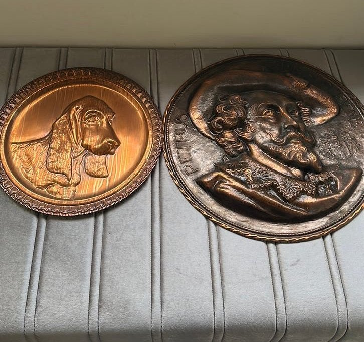 Lot de 2 décorations murales en cuivre – 52 cm et 40 cm, Enlèvement, Comme neuf