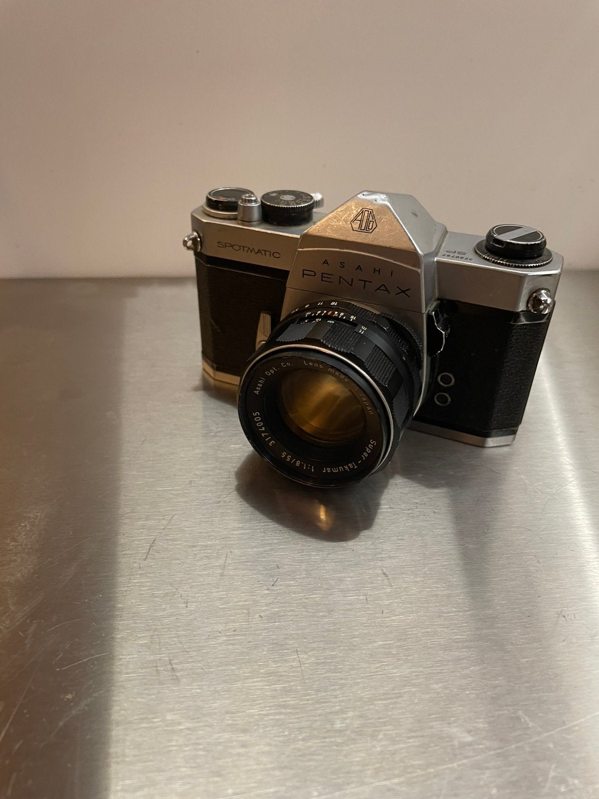 Spotmatic + super takumar 55mm 1.8, Enlèvement ou Envoi, Utilisé, Pentax