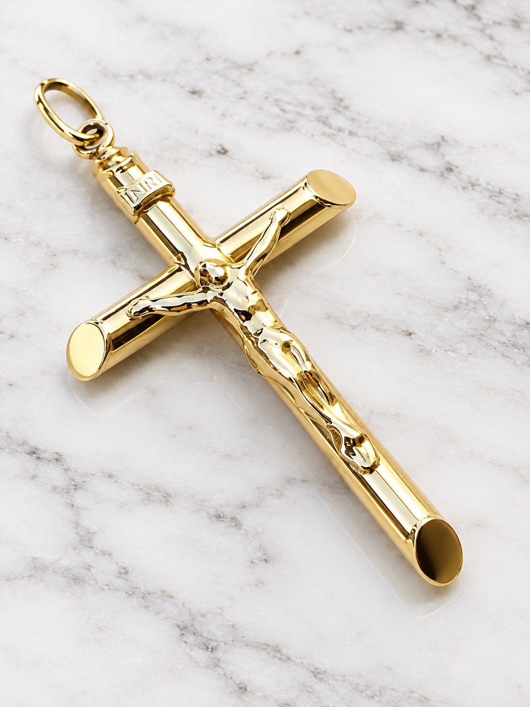 Croix en or jaune 18 carats, Envoi, Comme neuf, Jaune, Or