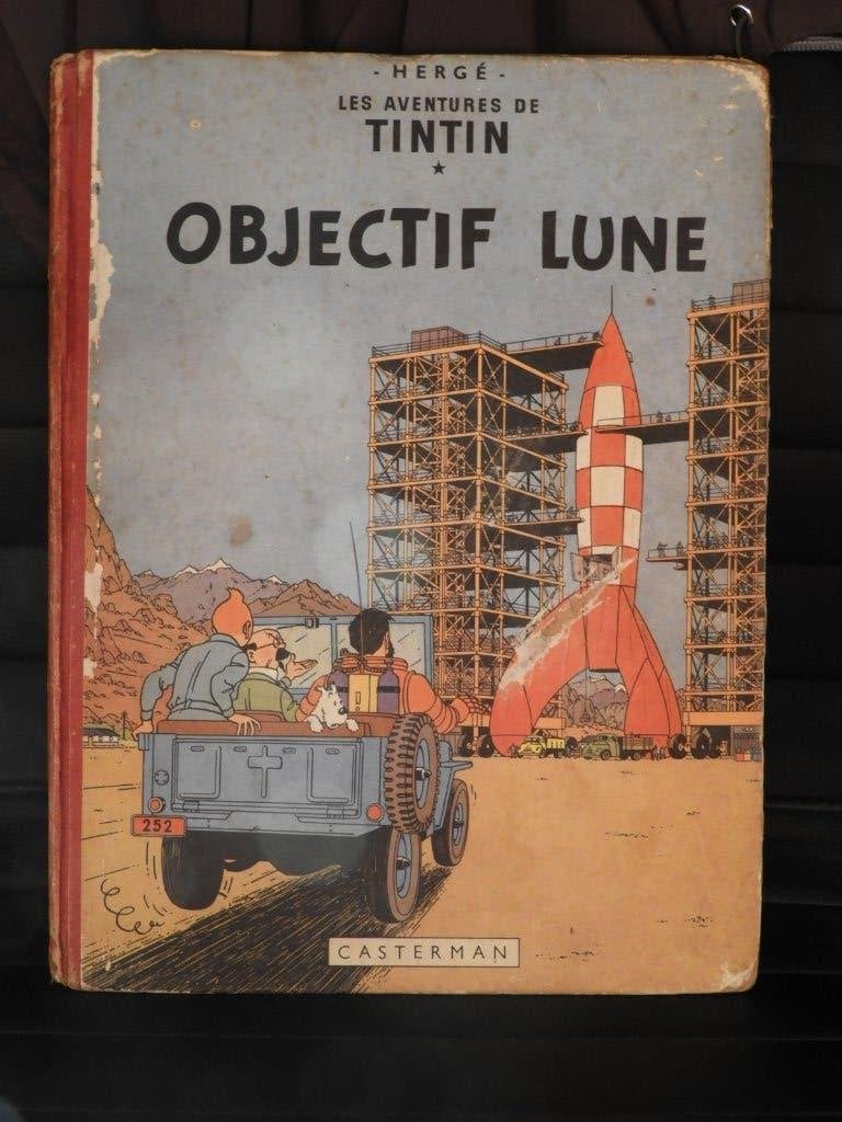 tintin - Objectif Lune / EO 1953, Livres, Une BD, Enlèvement ou Envoi, Utilisé, Herge