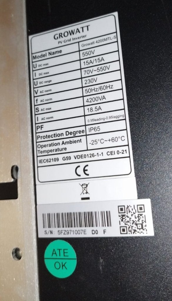 Growatt 4200MTL-S-omvormer, Doe-het-zelf en Bouw, Ophalen, Gebruikt, Overige typen