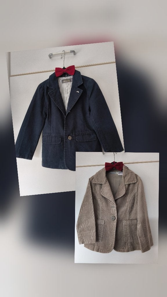 2 jassen - blazersceremonie - vlinderdas kinderen/T.3 jaar, Kinderen en Baby's, Ophalen of Verzenden, Zo goed als nieuw, Jongen