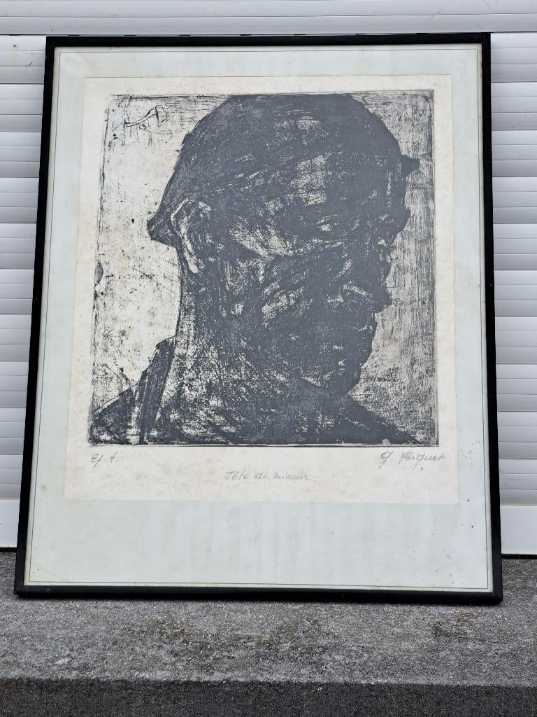 eau forte epreuve d artiste mineur signe georges higuet, Antiek en Kunst, Kunst | Etsen en Gravures, Ophalen of Verzenden