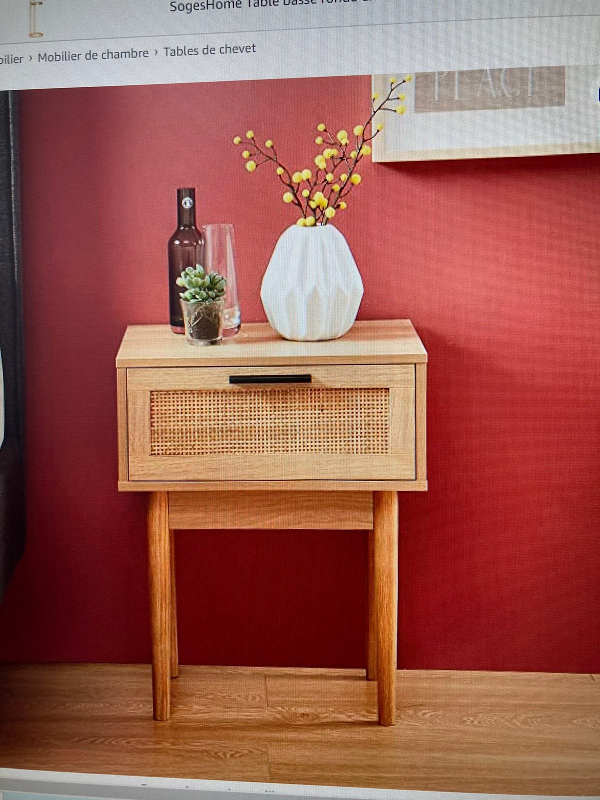 2 tables de chevet style tendance et naturel, Neuf, Moins de 55 cm, Moins de 45 cm, Enlèvement