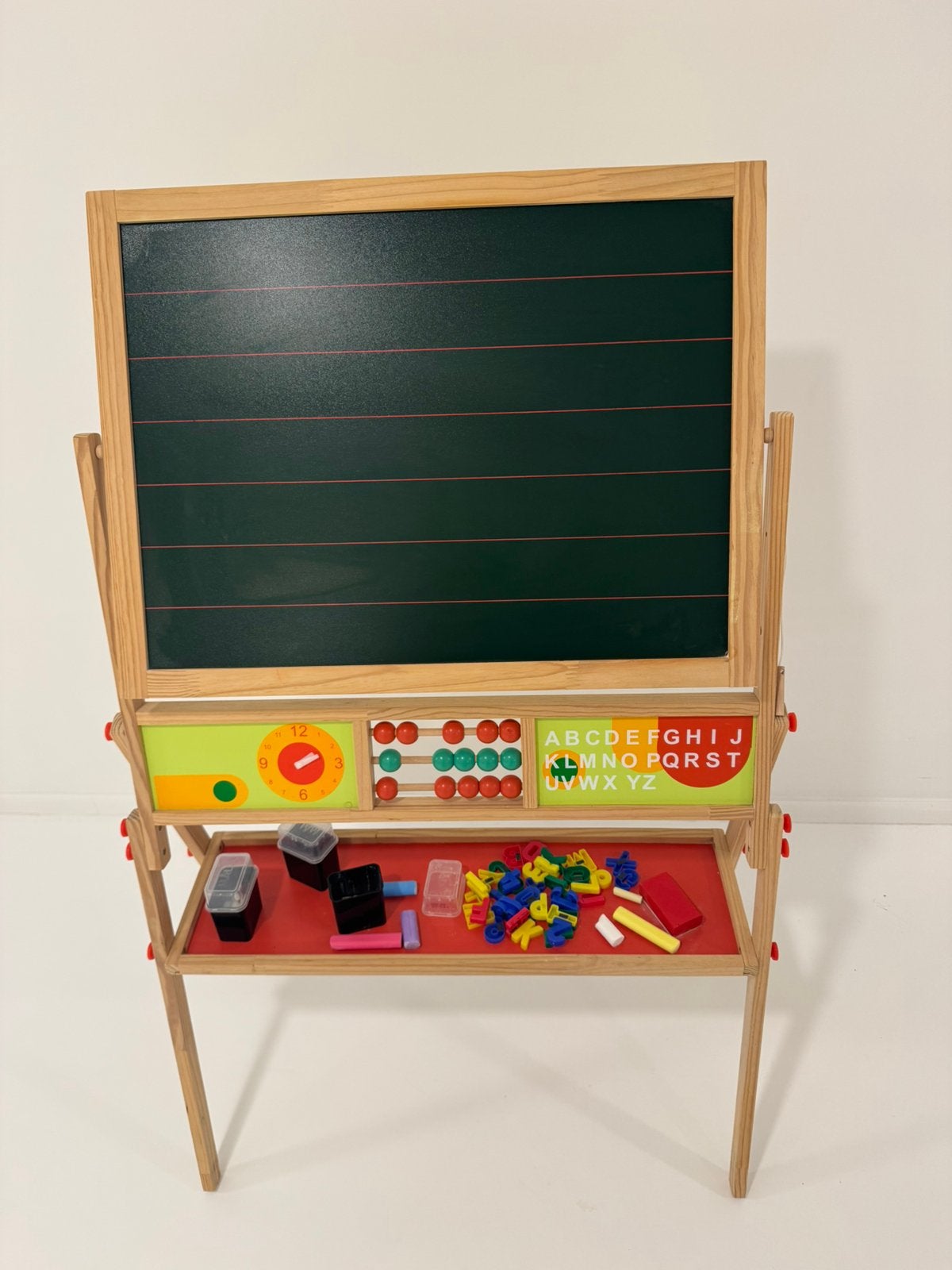 Krijt magneet bord met klok en telraam, Ophalen, Zo goed als nieuw