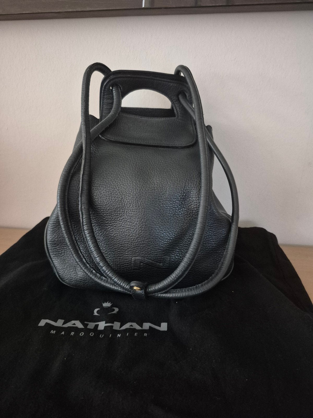 NATHAN  zwart LEDER handtas  als NIEUW, Handtassen en Accessoires, Ophalen of Verzenden, Zwart