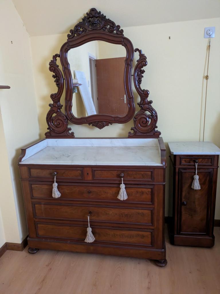 Antieke slaapkamer in acajou,, Huis en Inrichting, Slaapkamer | Complete slaapkamers, Ophalen