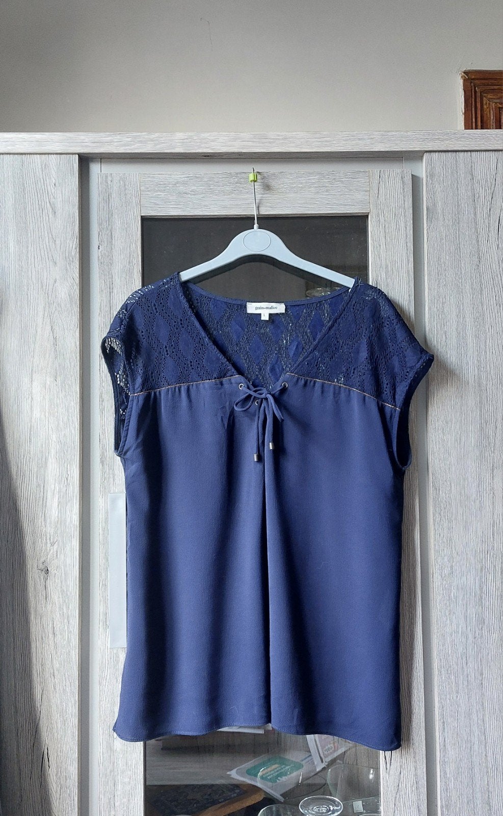Blouse Grain de Malice taille L très bon état, Ophalen, Blauw, Maat 42/44 (L), Zo goed als nieuw