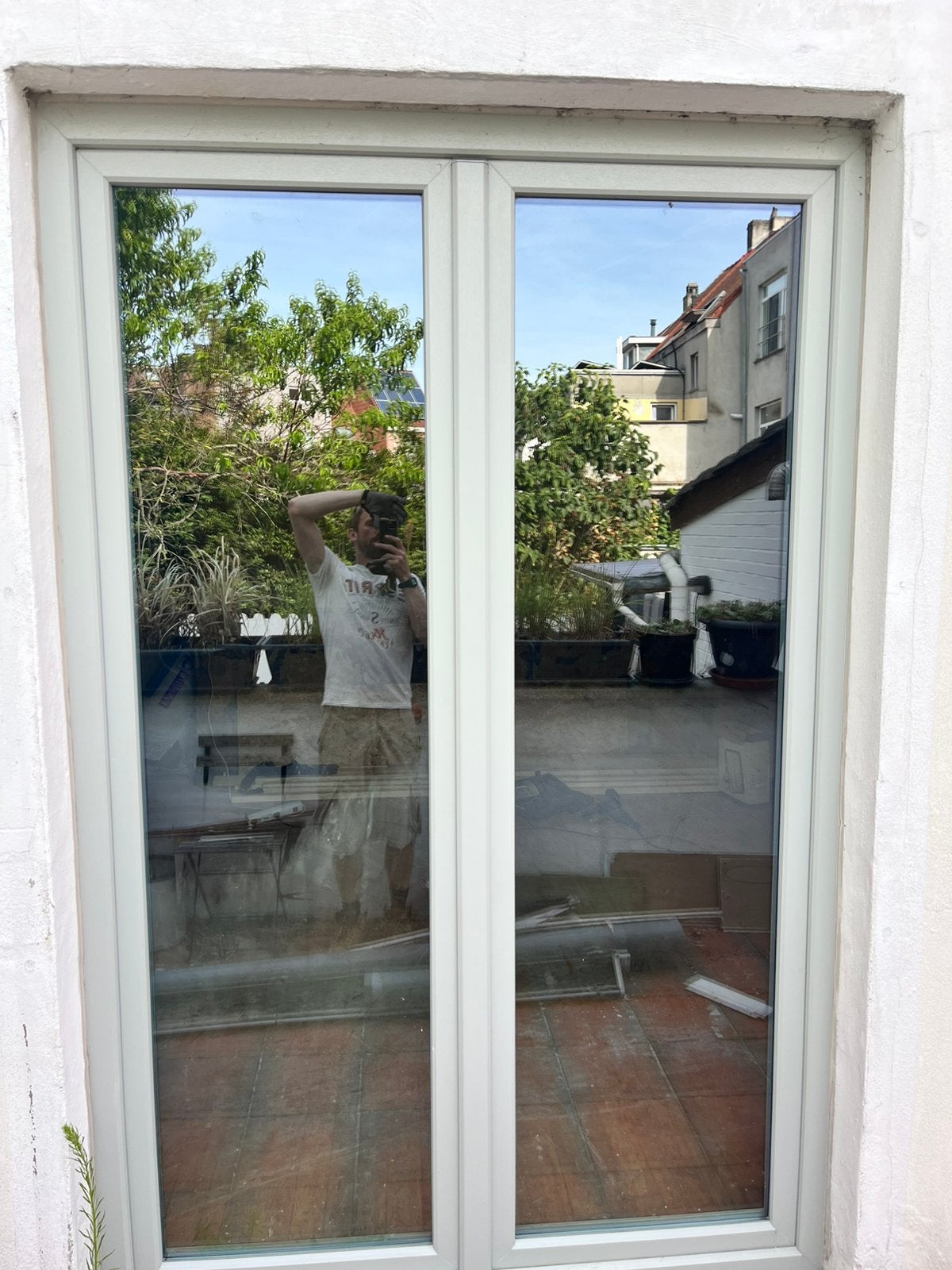 Porte fenêtre en PVC avec verre de protection solaire, Bricolage & Construction, Vitres, Châssis & Fenêtres, Enlèvement, Comme neuf
