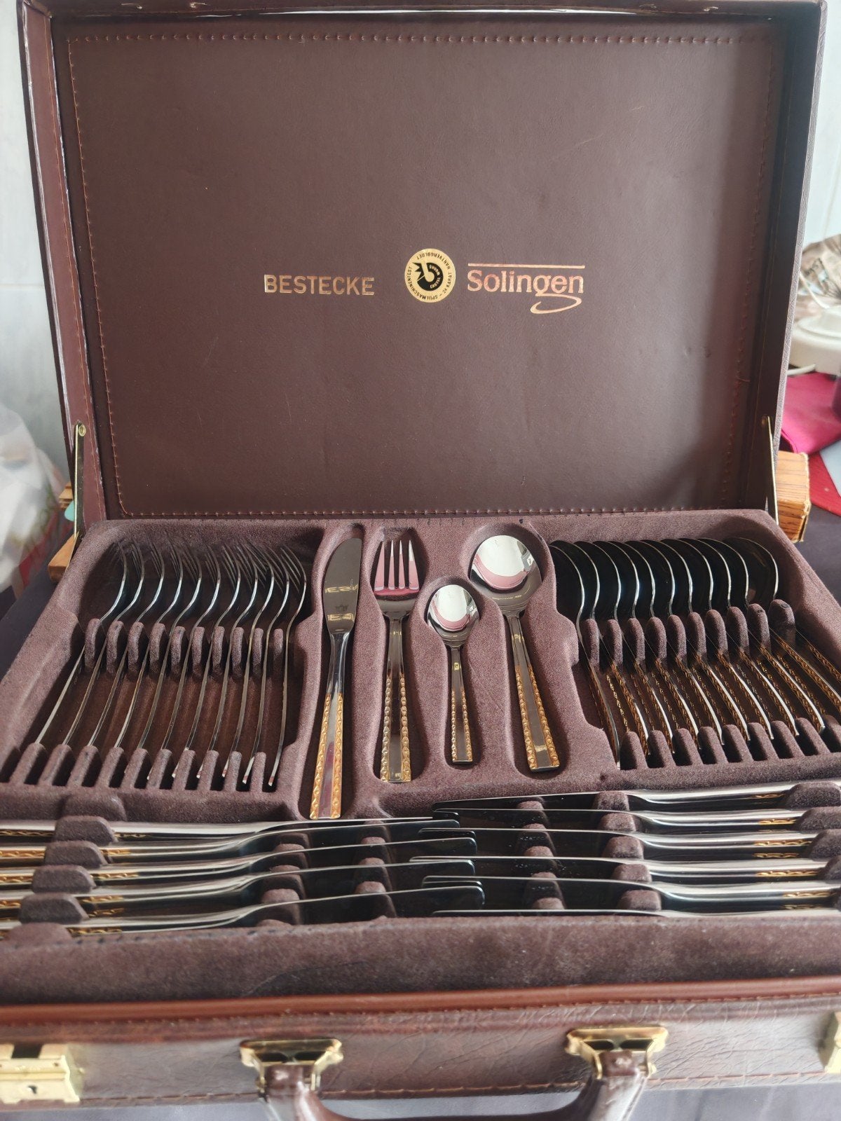 Grande ménagère de luxe 72 pièces Solingen - Doré et Inox (e, Enlèvement