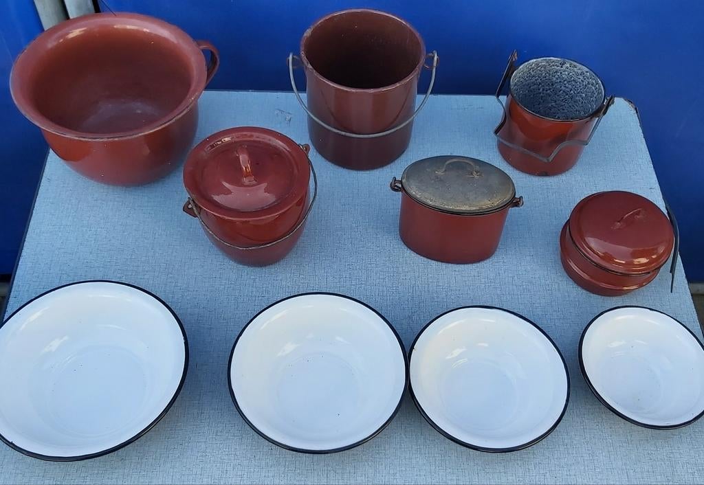 Emaille potten kannen schalen decoratie, Verzenden