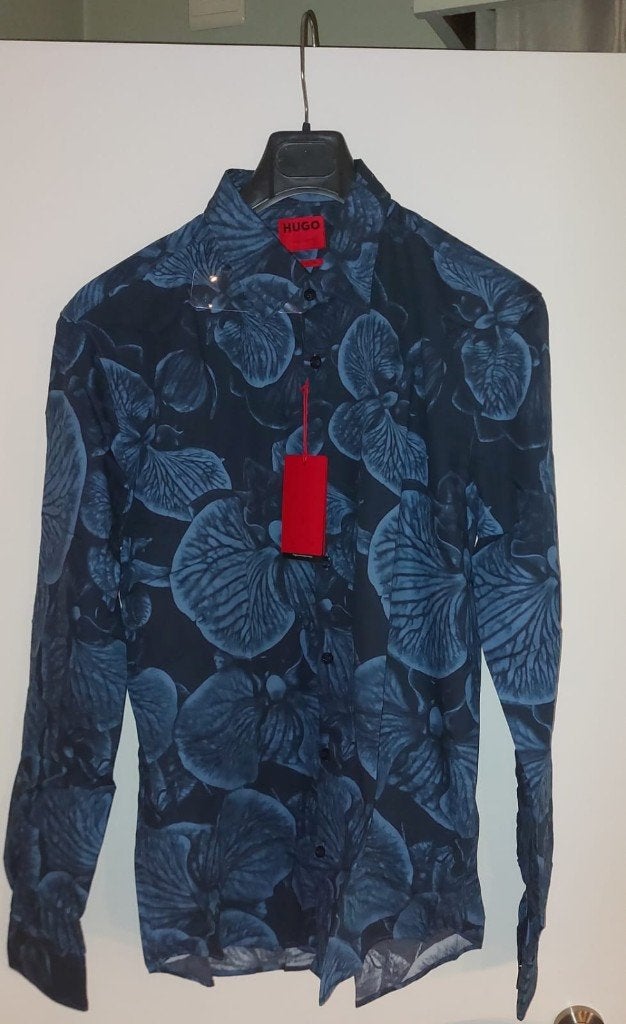 HUGO (Hugo Boss) "Ermo" Heren Overhemd (Maat L), Blauw, Nieuw, Ophalen of Verzenden, Halswijdte 41/42 (L)