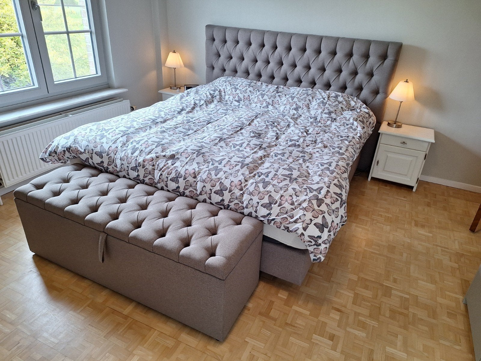 OPNIEUW BESCHIKBAAR: Luxe boxspring 180x200 met kussenbox, Ophalen, 200 cm