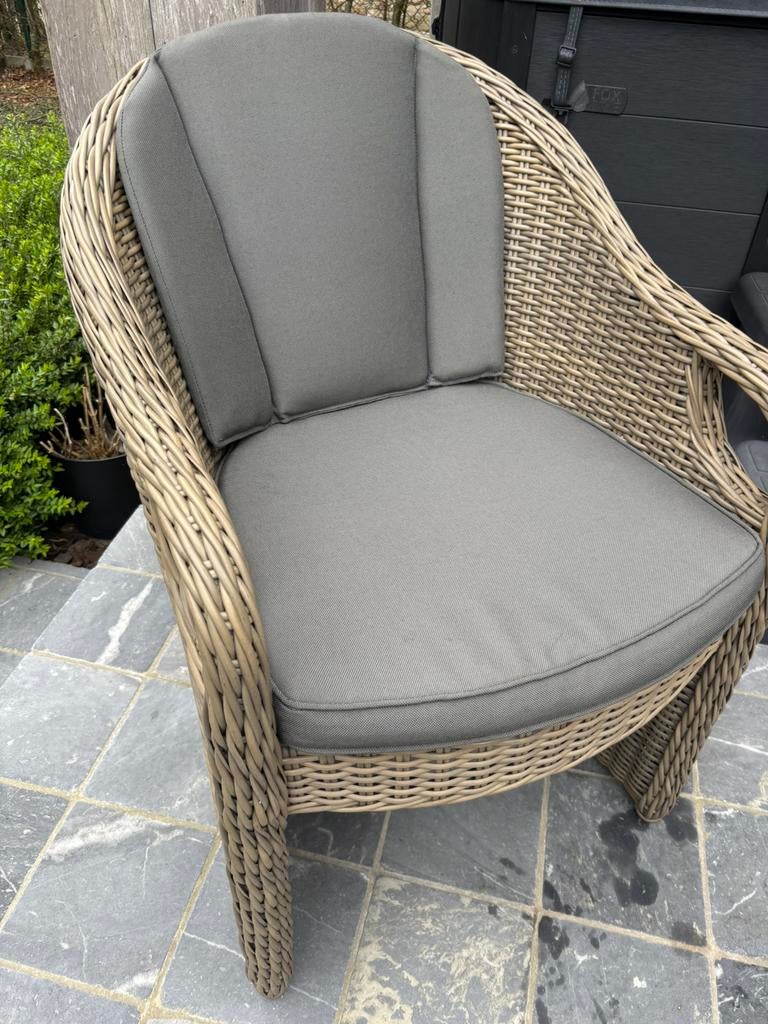 6 rieten stoelen met kussentjes, Ophalen, Zo goed als nieuw