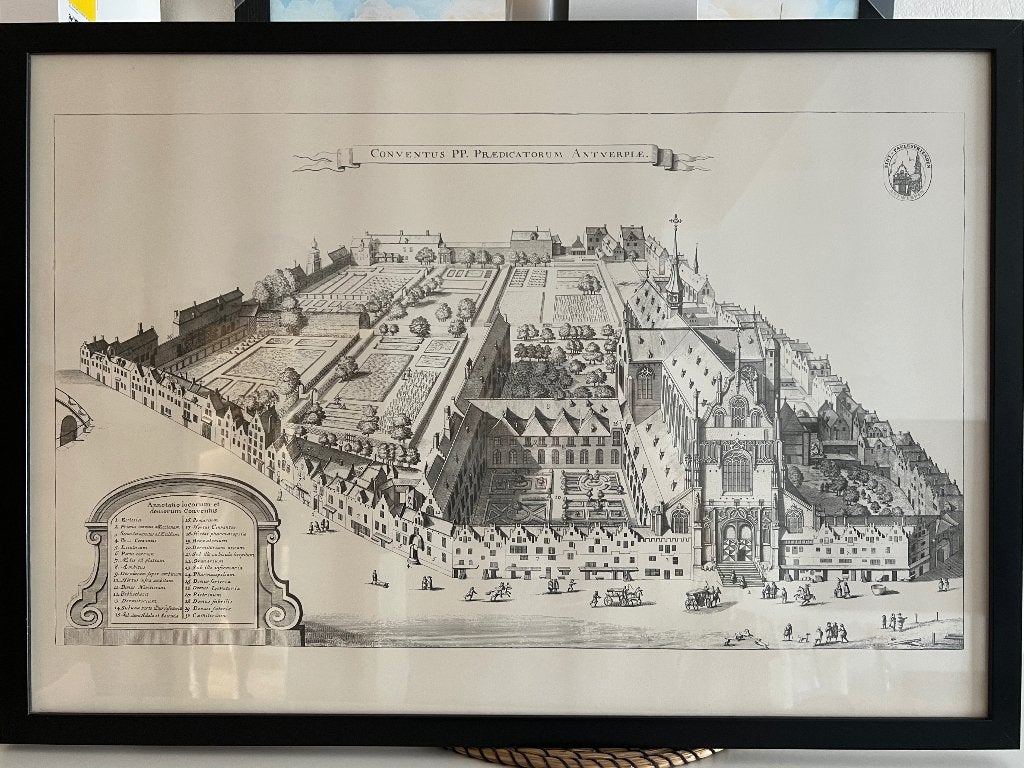 Prachtige historische prent Sint-Pauluskerk Antwerpen ‘80/90, Verzamelen, Foto's en Prenten, Zo goed als nieuw, Prent, Gebouw
