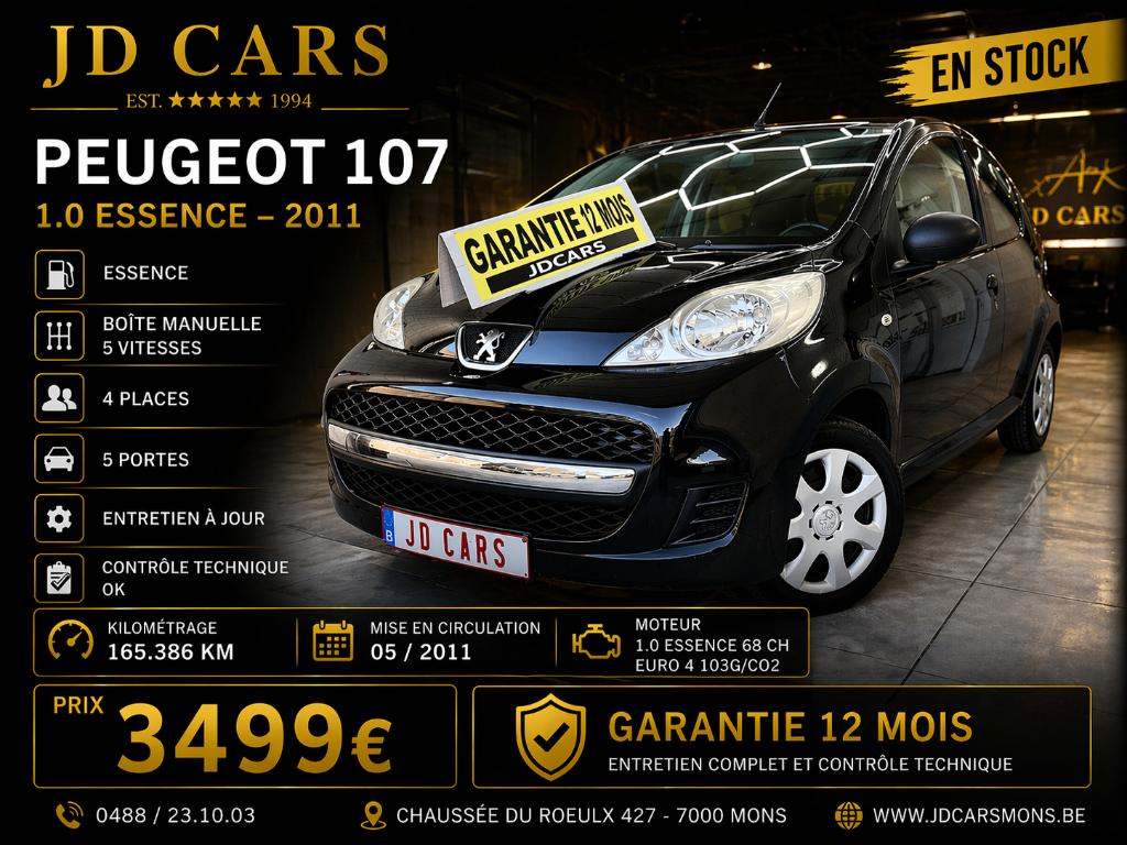 PEUGEOT 107 1.0 ESSENCE 5 PORTES ‼️GARANTIE 1 AN CTOK‼️, Autos, Peugeot, Achat, Entreprise, Garantie prolongée, Boîte manuelle