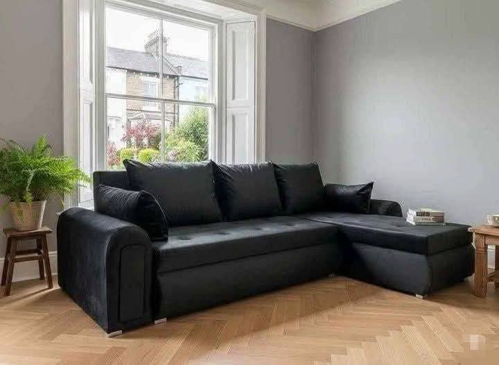 Nieuwe Berlin opberg slaapbank zwart crème grijs, Verzenden, Nieuw, Stof, Berlin